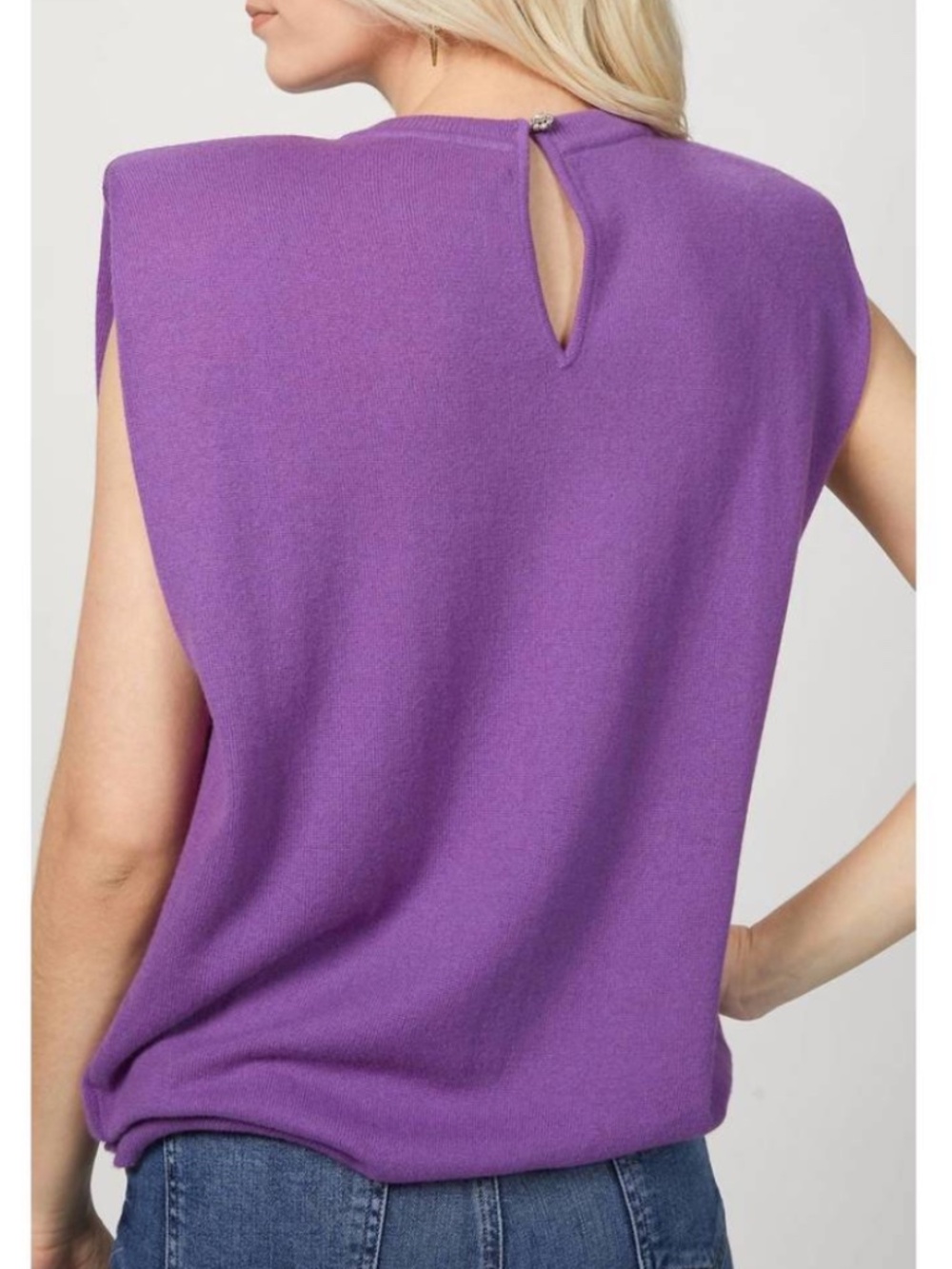 Ronny Kobo Xs purple sleeveless purple Jaitlin cashmere blend sweater charisma - Picture 2 of 7